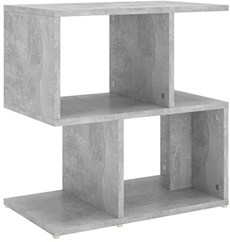 Susany Nachtschrank mit Offenen Fächern, Nachttisch Nachtkommode Nachtkonsole Bedside Table Spanplatte Betongrau 50x30x51,5 cm