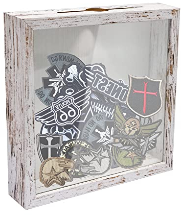 FramePro Bilderrahmen für Ticket Shadow Box 3D Rahmen zum Befüllen Tiefer Aufbewahrungsboxen Glasscheibe Holz Objektrahmen DIY Vitrine Muscheln Flugtickets Fotorahmen Memorabilia Weiß 20 x 20 cm