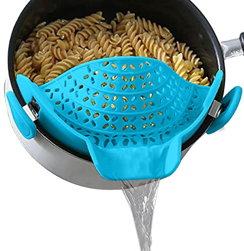 Dous Passoire À Clipser en Silicone, Filtre Égouttoir Mains Libres Résistant À La Chaleur, Égouttoir À Pâtes pour Passoire Et Tamis À Clipser sur Bols, Casseroles Et Poêles