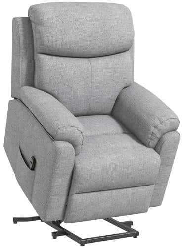 HOMCOM Fauteuil de Massage Fauteuil releveur inclinable de Relaxation électrique - avec Repose-Pied Ajustable et télécommande - Tissu Polyester Aspect Lin Gris