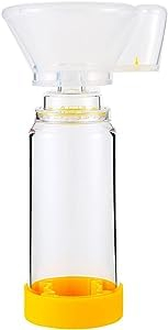 Dispositivo espaciador antiestático Inhaler Spacer, cámara de inhalador, uso con inhalador de dosis medida, sin BPA ni látex para niños. (Amarillo)
