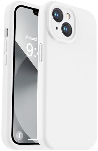Vooii Compatible with iPhone 13 Case, Liquid Silicone Upgrade [Camera Protection] [Fit for Battery Charger Cases] Shockproof Phone Case for iPhone 13 6.1 inch - White