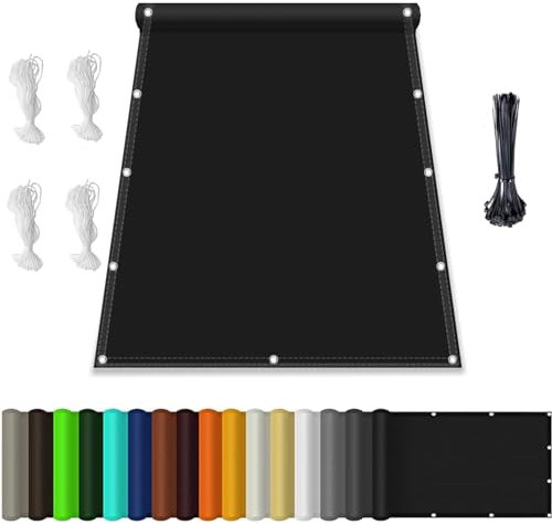 Sonnensegel Rechteckig, Balkonverkleidung mit Seil, Wasserdicht markisenstoff, Sonnenschutz Windschutz Balkon Terrasse 95% Uv-Schut, für Garten Terrasse Camping Schwarz 2.5x3M