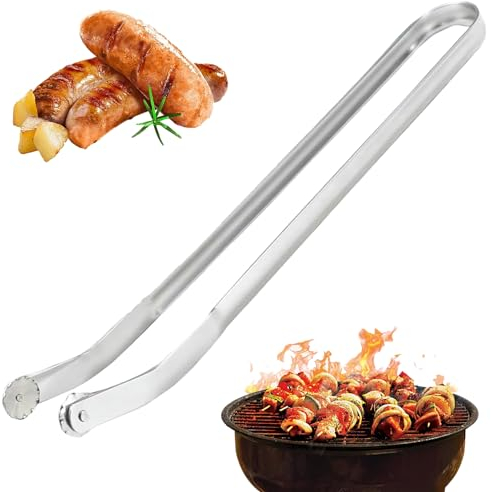 zykssy Pince Barbecue Roulette,2024 New Pince à Saucisse BBQ,Pince Retourne Saucisse,Pince Barbecue Inox À Roulettes,Pince Barbecue Longue,Pince a Barbecue, Accessoires de Gril.