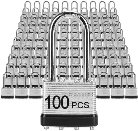 LQYN Lot de 100 cadenas à clé avec clé identique (40 mm), cadenas à clé identique, anse longue, pour casier de rangement, loquet à moraillon, boîte à outils, abris de jardin