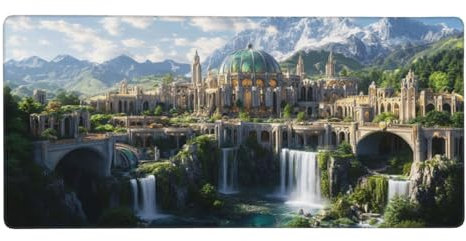Architecture Tapis de Souris, 1000X500MM XXL Gaming Tapis de Souris Automne sous Main Bureau à Bords Cousus, Mouse Pad Gaming Accessoire Vitesse et la précision Améliorées pour Gamer,100X50CM -1221