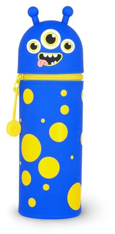 Legami - Kawaii 2-in-1 Schulmäppchen aus weichem Silikon, Monster-Thema, Stifthalter, Reißverschluss, Buntstifte, Marker, H 18,5 cm