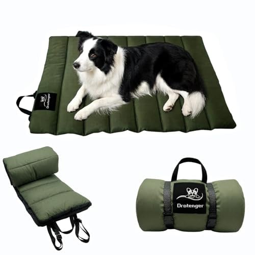 Dratenger Hundedecke 110 x 68cm Waschbares, Hundematte Komfort und Weiches Wasserdichtes Hundebett, Hundekissen für Reise Camping Outdoor (Grün)