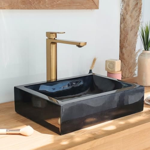 Wanda collection - Vasque Salle de Bain à Poser Alexandrie Rectangle 30cm x 40cm Noir