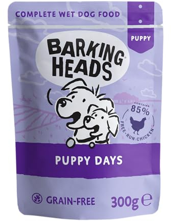Barking Heads Puppy Days Hundefutter Nassfutter für Hunde mit 85% Natürlichem Hühnerfleisch, Ohne Künstliche Aromen, Natürliche Tiernahrung für Welpen, Hundefutter Getreidefrei (10 x 300 g)