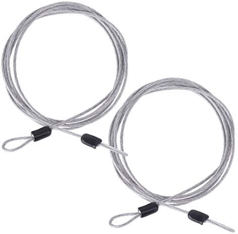 IEFIEL 2 Pack 2m Braided Steel Luggage Security Cable Safety Lock Wire with Double-Looped Lightweight Security Cable