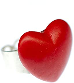 Miniblings Herz Ring Fingerring Liebe Partnerschaft Valentinstag Rot Handarbeit - Handmade Modeschmuck I Fingerring mit Motiv I verstellbar one Size