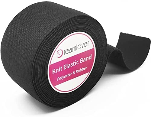 Dreamlover Breites Gummiband, Schwarz Gummiband zum Nähen, 50mmx5,5m