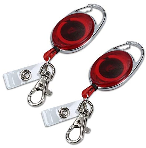kwmobile 2x Schlüssel Jojo mit Ausweis Clip - Schlüsselanhänger ausziehbar - Kartenhalter Karabiner Anhänger - Schlüsselband mit Karten Halter