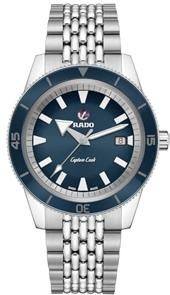 Rado Men's Captain Cook 42mm Steel Bracelet & Case Sapphire Crystal Automatic Blue Dial Watch R32505203