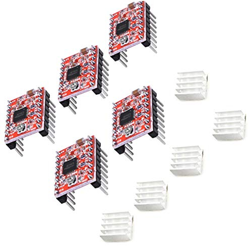 Hailege 5pcs A4988 Stepstick Stepper Motor Driver Module with Heat Sink for 3D Printer Reprap Suitable for Mendel Huxley