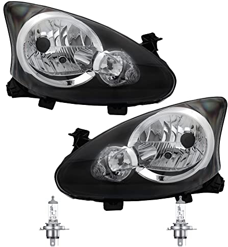 Halogen Scheinwerfer Frontscheinwerfer Set H4 für Aygo inklusive OSRAM Lampen Gehäuse mit schwarzem Innenteil