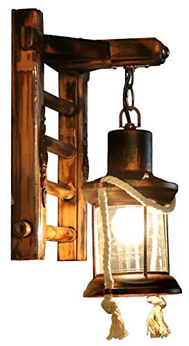 COCOL Retro Holz Wandleuchte Korridor Lampe Retro Restaurant Tragbare Wandlampe E27 Schraubmund Massivholz Handwerkskunst Ist Geeignet Für Restaurant Cafe Beleuchtungssystem,Type b