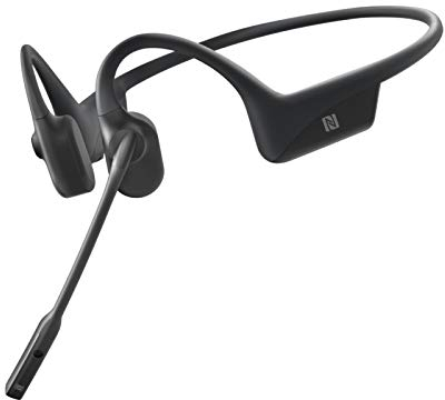 AFTERSHOKZ OpenComm Stereo Wireless Headset with Noise-Canceling Boom Microphone Bone Conduction Bluetooth 5.0 Office Business Work From Home Commercial Use, Black