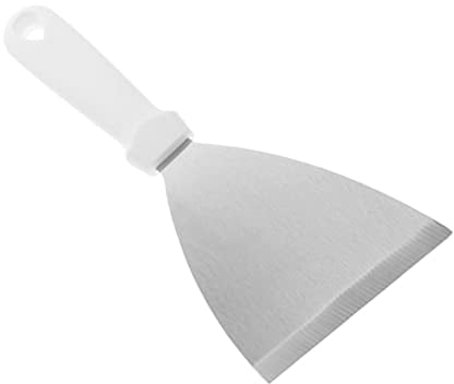 DOITOOL 2pcs Food Fried Scraper Stainless Steel Teppanyaki Steak Pizza Frying Slant Grill Griddle Spatula for Home Kitchen White