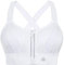 YIANNA Reggiseno Sportivo Donna Taglie Forti Senza Ferretto Reggiseni Sportivi Imbottito Apertura Davanti Cerniera Sports Bra Top Bianco, 151 Size L