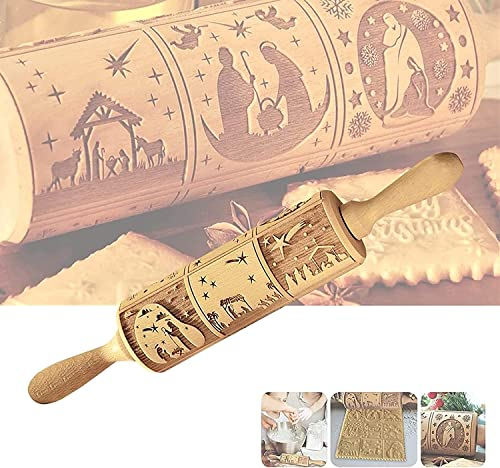Nudelholz mit Gravur, Weihnachten Teigroller, Weihnachts-Holznudelhölzer Teigroller