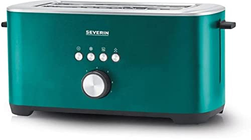 SEVERIN Langschlitztoaster, Toaster mit Brötchenaufsatz, hochwertiger Edelstahl Toaster mit großen Röstkammern und Bagel-Funktion, Matt-Grün, AT 9267