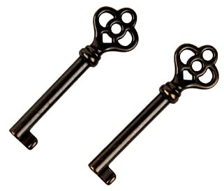 Hohlfass-Skelettschlüssel KY-3AB für Schranktüren, Kommoden, Großvater-Uhren, Vintage- und alte Schränke etc. – 2 Stück (Bronze)