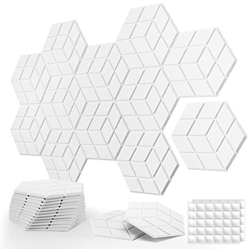 Hexagon Akustikplatten 12 Stück Schalldämmung Schallschutz Wand hoher Dichte Akustikschaumstoff für Wand Decken Holz & Tür Schallabsorber Akustikpaneele Doppelseitiger Kleber 35×30×1cm