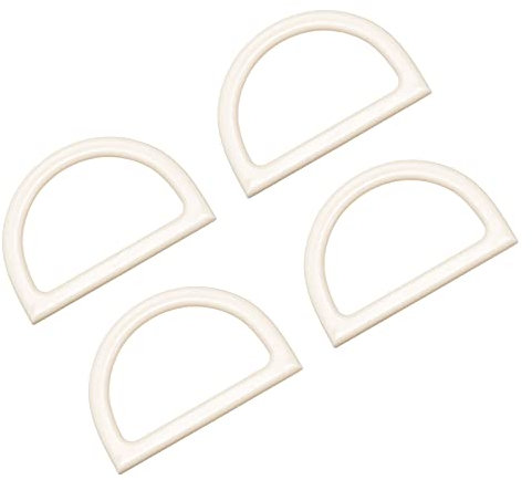 sourcing map 4Stk. 120mm Handtasche Griff Plastik D-Form Geldbörse Handgriff Ersatz DIY Strandtasche Strohsack beige