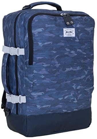 Bestway Handgepäck Rucksack Cabin Pro 2 XL Reiserucksack Kabinengepäck Reisetasche mit Schultergurt groß 40252 + Elephant Flüssigkeitenbeutel 1L (Blue Camo 40252 5300)
