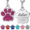 TEAYASON Hundemarke mit Gravur, Hundemarke Personalisiert für Hunde und Katzen, Hundehalsband Anhänger mit Glitzer Pfotenabdruck aus Zinklegierung(29x27mm Rosa Rot)