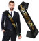 King Geburtstag Schärpe - Satin Birthday King Boy Sash, schwarzer Satin, Deko Zubehör für Happy Birthday Party