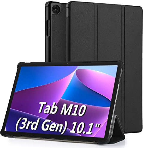 Bighan Case Compatible with Lenovo M10 3rd Gen 10.1 inch TB328FU / TB328XU, Slim Smart Folio Trifold Stand with Auto/Sleep Tablet Case, Black