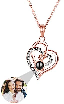ASD Jewerly Personalisierte Herz Halskette Für Frauen, Foto Projektion Ich Liebe Sie Halskette 100 Sprachen Geschenk Für Frau Mutter