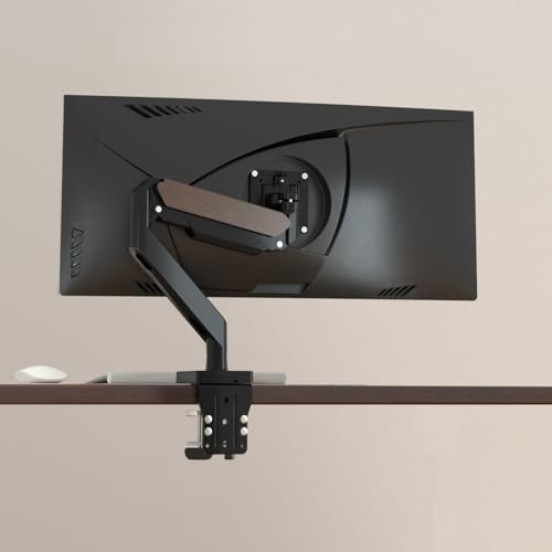 HILLPORT 49 Ultrabreiter Monitorarm, einzelne robuste Tischhalterung, Computer-Monitorständer für 43,2 bis 124,5 cm (43,2 bis 49 Zoll), verstellbarer Gasfeder-Monitor, Bildschirm bis zu 15 kg, mit