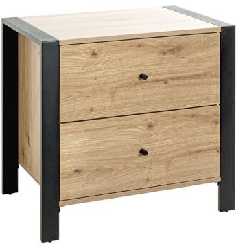 HAKU Konsole Eiche hell, schwarz, MDF, Metall - Maße: B 60 x H 60 x T 42 cm, Style: Modern