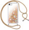 Vauki Coque pour iPhone 6/iPhone 6s avec Cordon,Paillette Liquide Transparent Crystal Glitter Housse,Protection Antichoc Silicone Souple TPU Bumper Case,Réglable Collier,Or