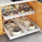 COVAODQ 2 Pack Out Drawer Storage Shelves for Kitchen Cupboard, Heavy Duty Pull out Cabinet Organizer,No Drill and Storage for Kitchen, Cupboards, Pantry(42cm to55cmD*30.5cm W*7cm H -white）