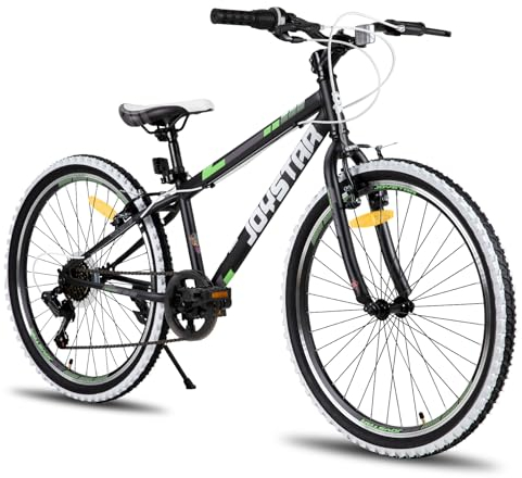 JOYSTAR Lubbock 24 Zoll Kinderfahrrad für Jungen & Mädchen im Alter von 9-13 Jahren Hardtail Mountainbike für Kinder mit 7-Gang, schwarz