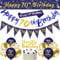 70th Birthday Decorations for Him,Navy Blue & Gold Party Set with Happy 70th Birthday Banner, Triangle Flag Bunting & Confetti Balloons Party Supplies for Men