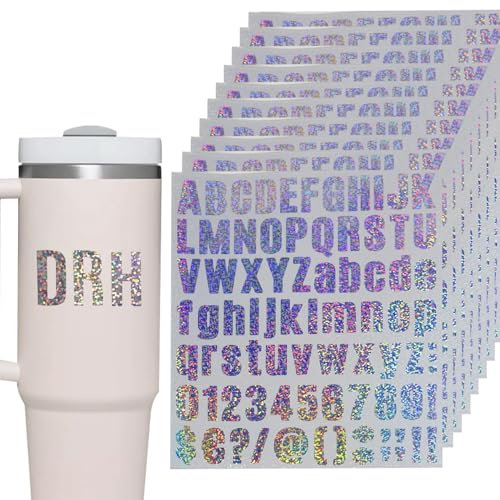 10 Sheets Letter Customized Name Stickers, Waterproof Number Stickers, Letter Stickers for Children, Decoration Arts, DIY Water Bottles/Hat,Silver
