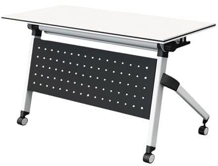 Konferenztisch Klappbar, Computertisch Höhenverstellbar, Besprechungstisch klappbar, Klapptisch mit Feststellbaren Rollen, für Büro, Empfang, Klassenzimmer, Schulung