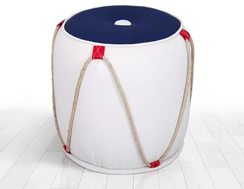 Emob Moderner Pouf aus 50% Baumwolle und 50% Samt, 44 cm hoch, 42 cm tief | 6 cm orthopädischer Schaumstoff, PVC-beschichtete, verdeckte Beine | Stilvolles und funktionales Accessoire für jeden Raum