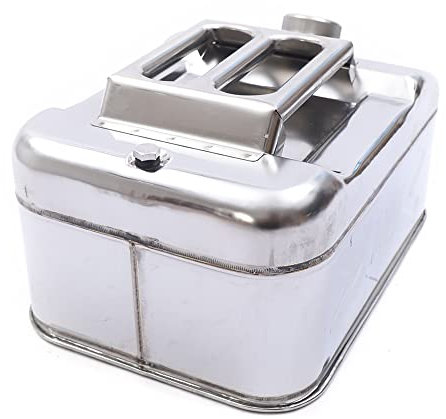 Bidon d'essence 10 l en acier inoxydable - Réservoir de carburant + tuyau - Pour le stockage d'huiles telles que les moteurs diesel, les tracteurs agricoles, les voitures, les camions