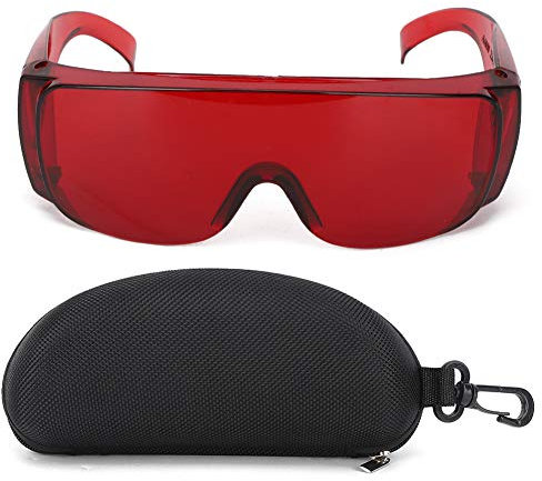 GYZOUKA Glasses Safety Goggles with Case 80% Light Filter for Red Blue Violet 405 to 1064nm Wavelength Range (Red)