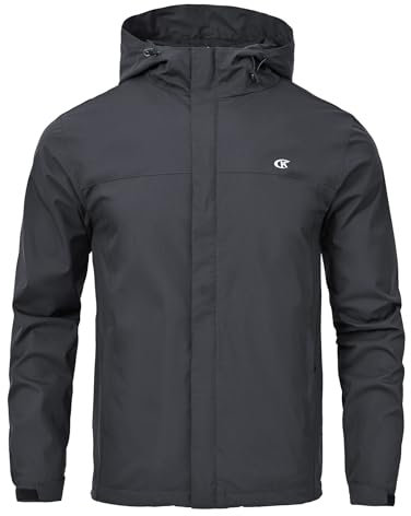 Huayuzh Jacke Herren Softshelljacke Wasserdichte Atmungsaktiv Winddichte Regenjacke Leichte mit Kapuze Laufen Wandern Carbon Grey L