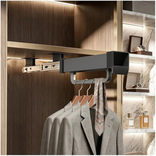 Ausziehbare Kleiderstange für Garderobenschrank, Garderobenstange, 375 | aluminiumlegierung teleskopstange kleiderstange, Multifunktion, Belastbarkeit bis 25 kg, für Hüte, Krawatten, Schals