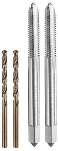 sourcing map Tap and Drill Bit Set, 2pcs M5 x 0.8 Metric Straight Flute Thread Screw Taps & 2pcs 4.2mm Twist Drill Bits, Uncoated/Roasted Yellow HSS-6542/M35 HSS-CO Tapping Threading Tool