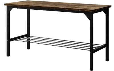 Vicco Sitzbank Fyrk, Bank für die Essecke, Schwarz/Eiche rustikal, 85 x 36 cm